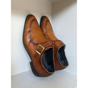 Maison Forte Eli Cognac Burnished Leather Buckle Strap Loafers Men 10.5 RESOLING